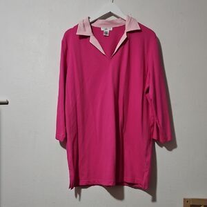 Hannah Pink Button Down Shirt with White Collar